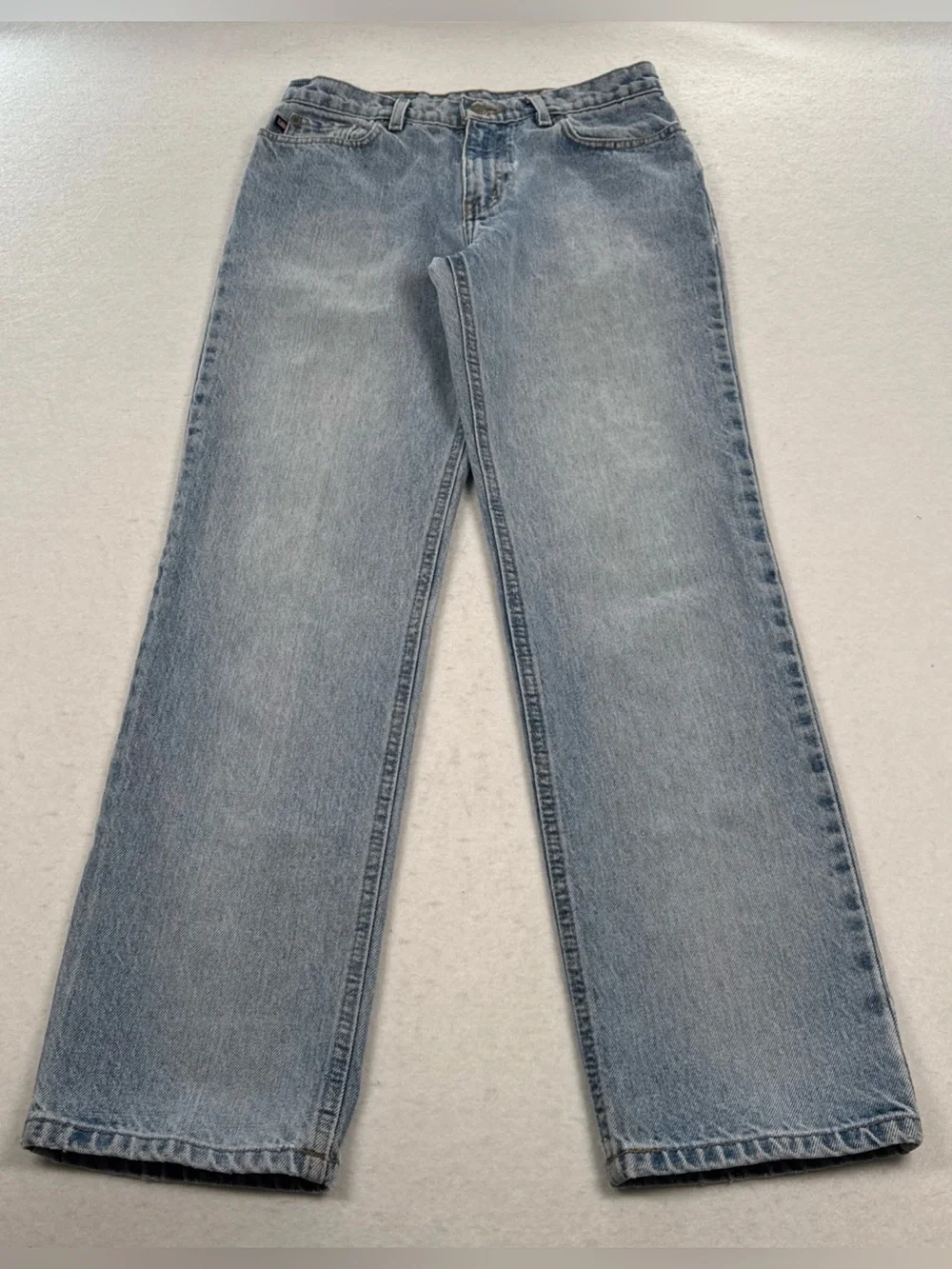 VINTAGE Polo Jeans Co. Ralph Lauren Jeans Womens 4x29 Lt Blue Flag Patch RL 90s - Picture 1 of 11